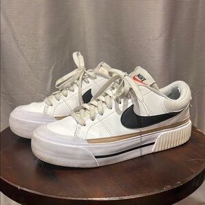 Nike White and Black Platform Sneakers